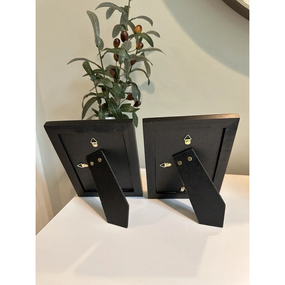 Black Solid Wood 4x6 Photo Frames - Set of 2 Classic Tabletop